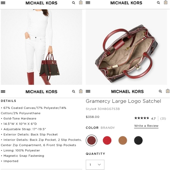 Michael Kors Gramercy Satchel - Picture 8 of 8